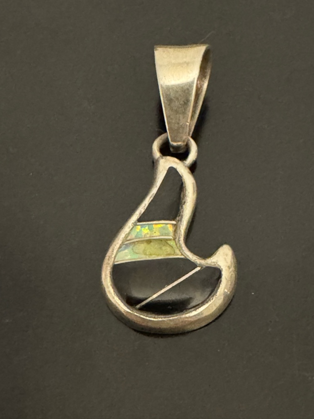 Navajo Sterling Silver Inlay Pendant - Edwin Begay - Onyx Abalone - Signed